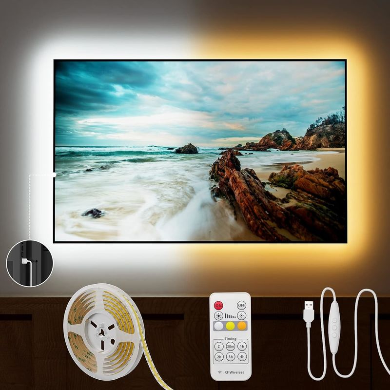 COB LED Strip Light CCT Tunable 560LEDs CRI90 2m Dimmable 2700K-6500K Kit de luzes de fita LED de 24V para quarto debaixo do armário