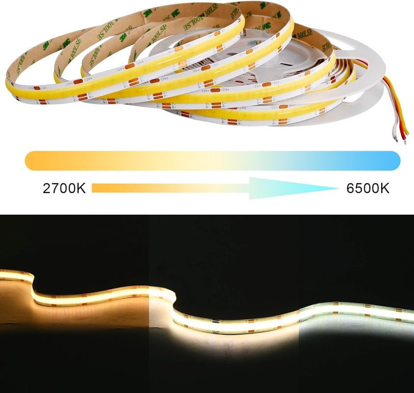 560LEDs COB LED Strip 90 CRI CCT Flexível COB 3M Com Adaptador E Mini RF Controller