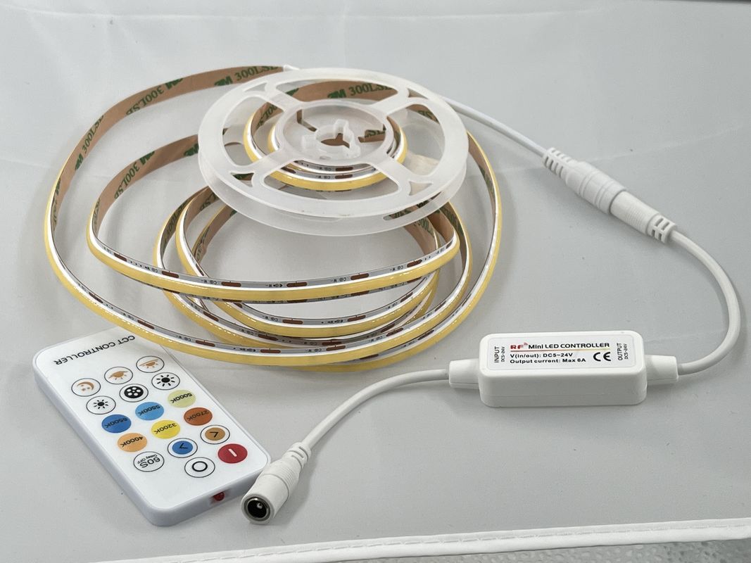 90 CRI COB 560leds CCT LED Dimmable Strip 8mm PCB para poupança de energia Iluminação ecológica na Europa