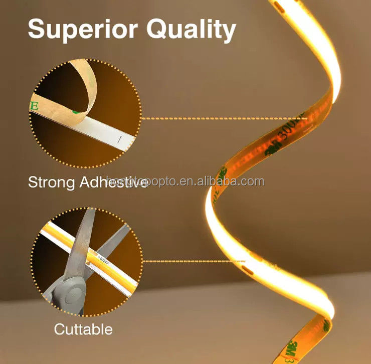 COB LED Strip 320leds 2024 venda quente Cuttable 12VDC CRI90 3000K 2700K 4000K 6000K COB led tira para sala de estar