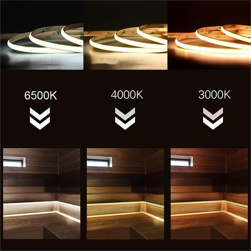 300LEDs Dampproof Customizable 90Ra Não-voltagem COB LED Strip Com 4cm de comprimento de corte para iluminação doméstica