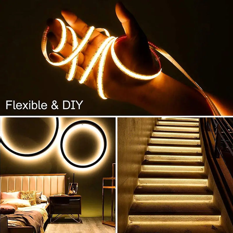 300LEDs Dampproof Customizable 90Ra Não-voltagem COB LED Strip Com 4cm de comprimento de corte para iluminação doméstica