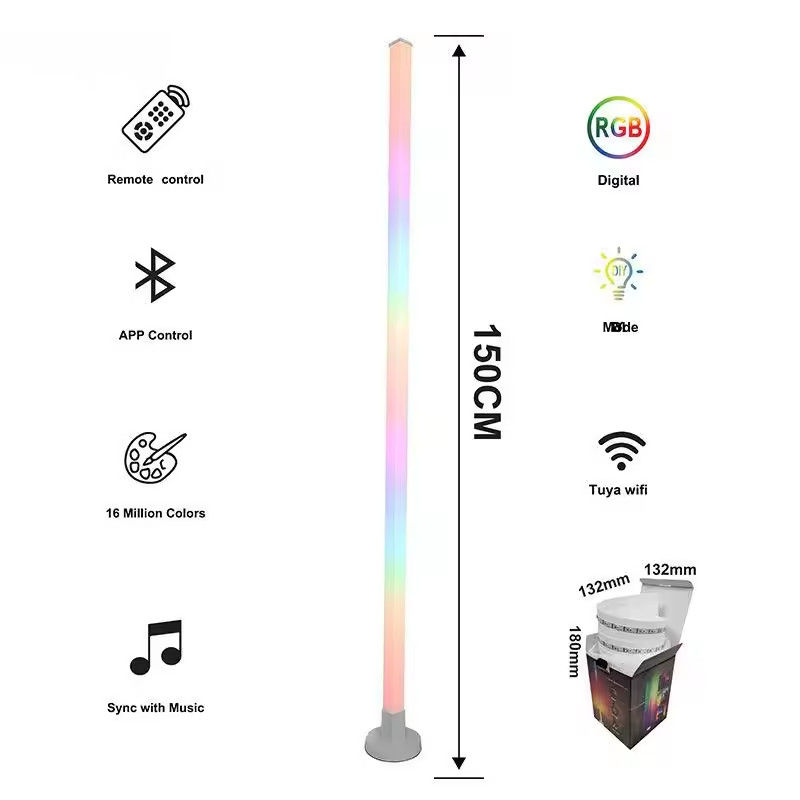 Lâmpada de chão de canto LED RGB ativada por som USB Sala de jogos de escritório Remote Control WIFI / IR
