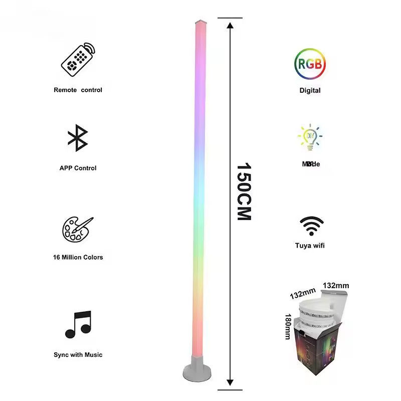 Lâmpada de chão de canto LED RGB ativada por som USB Sala de jogos de escritório Remote Control WIFI / IR