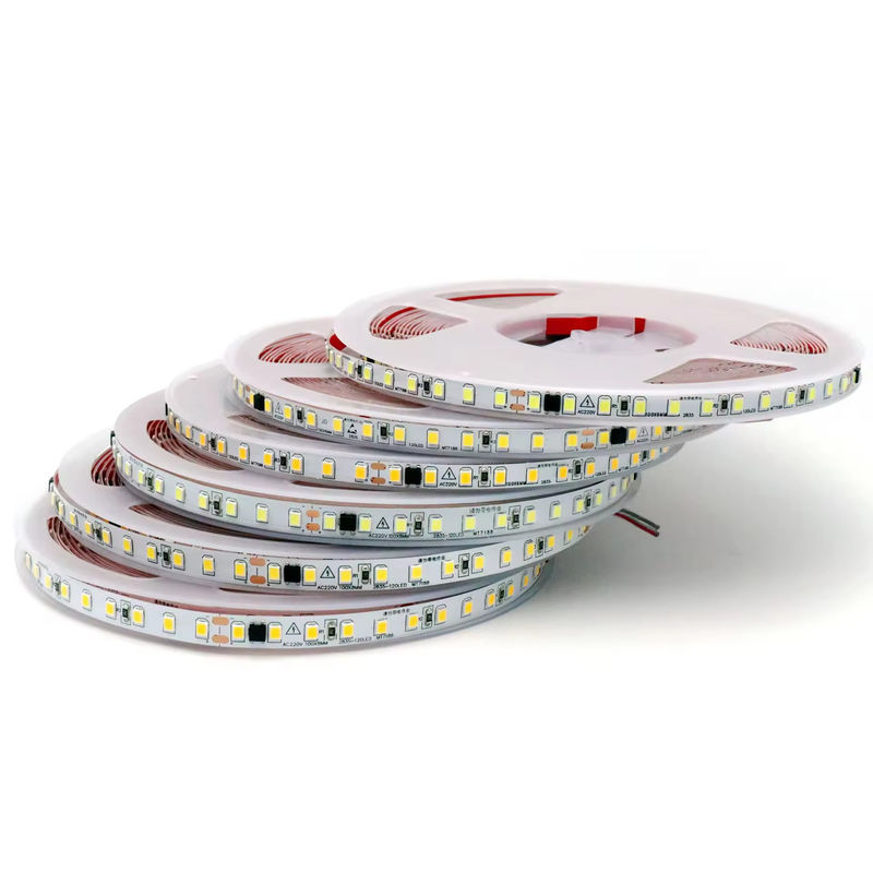 IP20 2835 220v LED Light Strip Alta Voltagem 8MM 120led/M 240led/M Alto Brilho 2835 Autoaderente na Europa