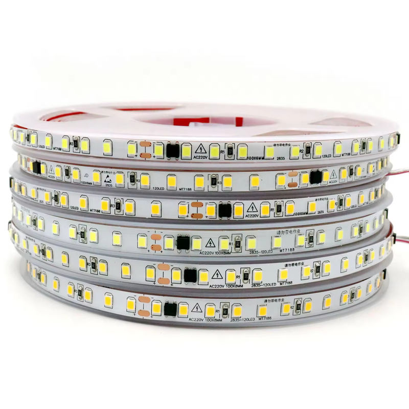 IP20 2835 220v LED Light Strip Alta Voltagem 8MM 120led/M 240led/M Alto Brilho 2835 Autoaderente na Europa