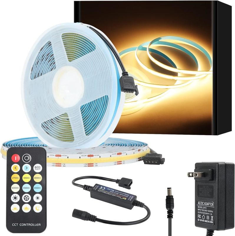 COB LED Strip Lights CCT (2700K-6500K Tunable) 2M 560LEDs/m CRI90 Led Tape Light Kit com caixa de pacote led strip para casa