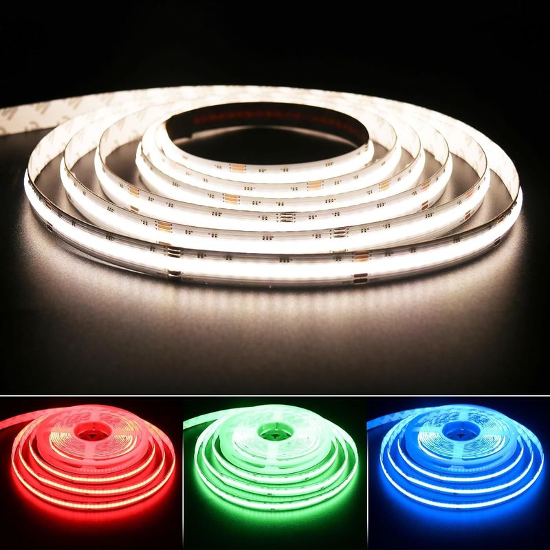 Faixa LED COB RGBW 19W dimmable com 784 LEDs/m com classificação IP20 e controlo DMX512/RF/Bluetooth/WiFi