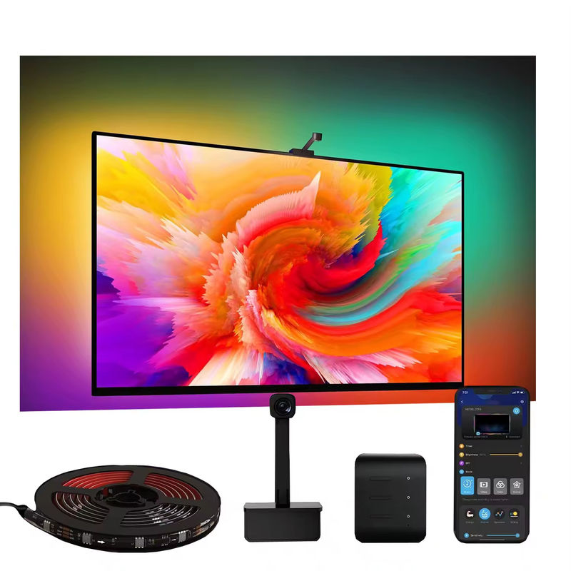 65-75 polegadas Alexa Google Home Ambient Smart App Wifi Imersão TV Backlights com câmera RGBIC