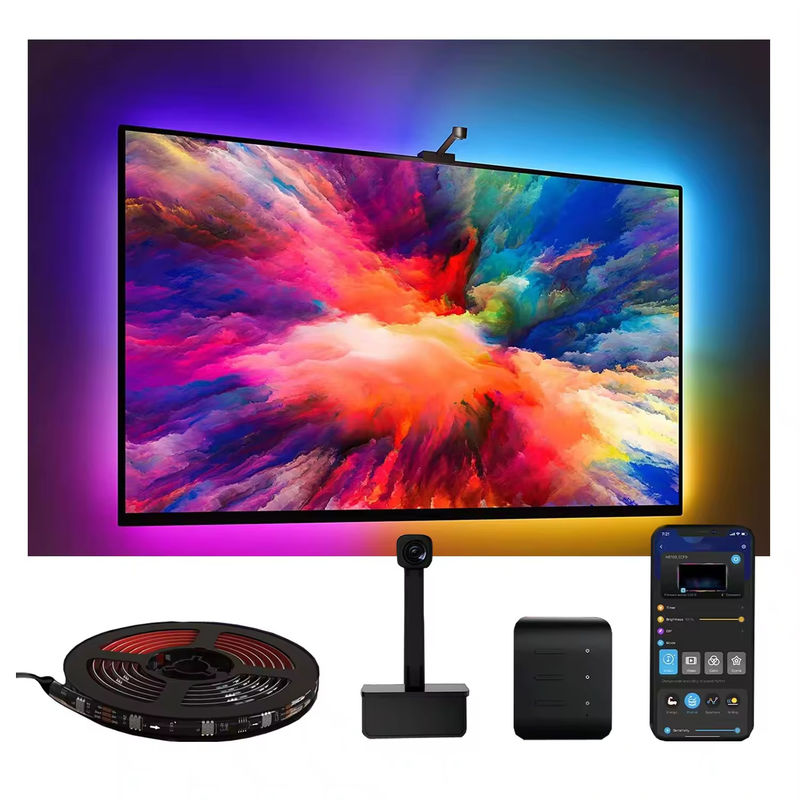65-75 polegadas Alexa Google Home Ambient Smart App Wifi Imersão TV Backlights com câmera RGBIC