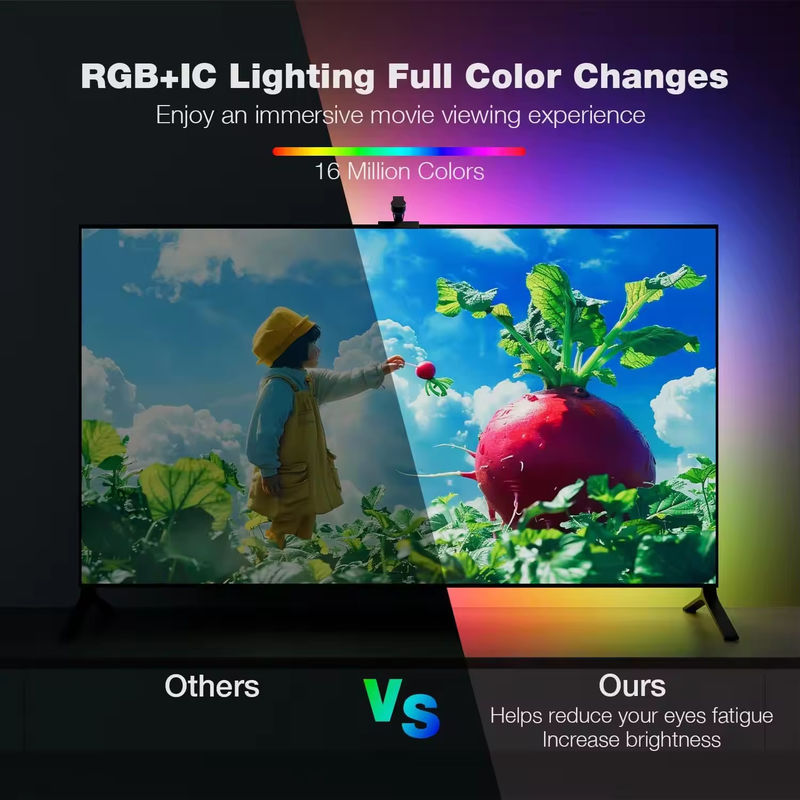 65-75 polegadas Alexa Google Home Ambient Smart App Wifi Imersão TV Backlights com câmera RGBIC