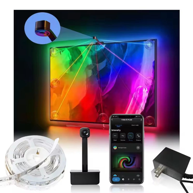 3.8m 12.5ft ROLL Alexa Google Home Ambient 55-65inches Assistente Sincronização Smart Wifi Imersão TV LED Backlights Com Câmera