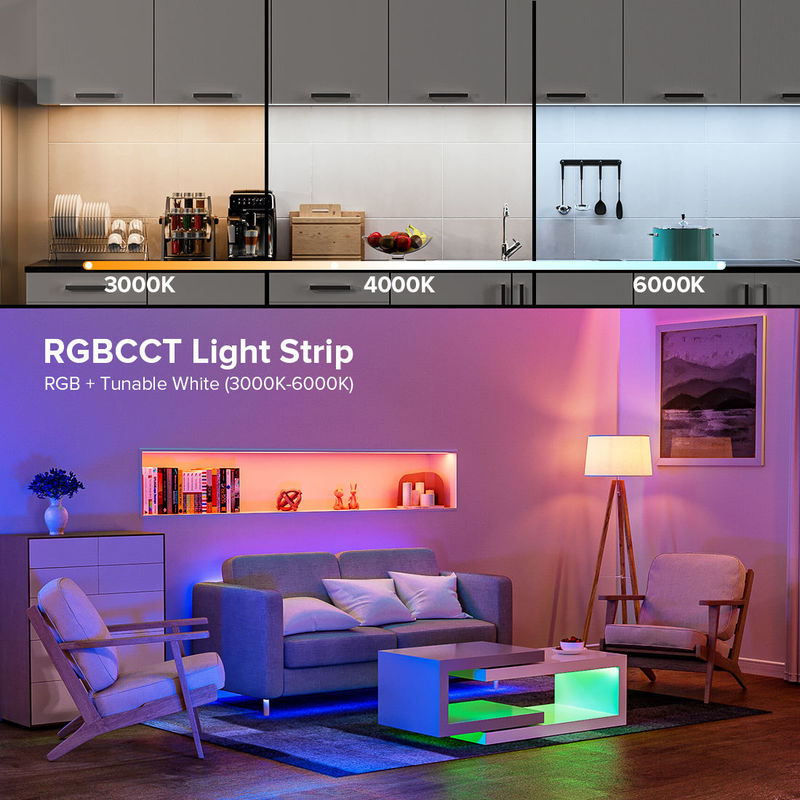 Ultra Bright 840 LEDs/m 24V DC COB LED Strip Light 12mm Wide PCB para iluminação residencial e comercial