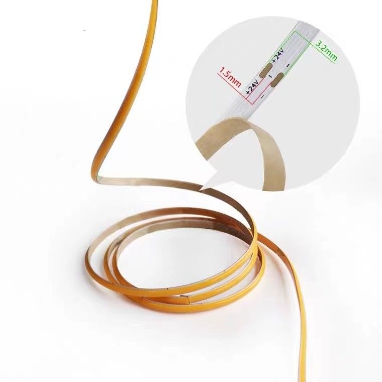 12V / 24V 8mm 90Ra 320d fob Alumínio Profil COB LED Strip para Decoração