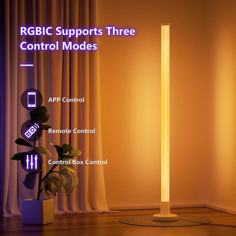 Lâmpada de piso LED de controle remoto colorido RGB para quarto de luz ambiente decorativa 1,5m