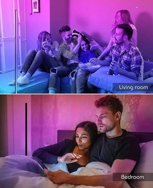 Lâmpada de piso LED de controle remoto colorido RGB para quarto de luz ambiente decorativa 1,5m