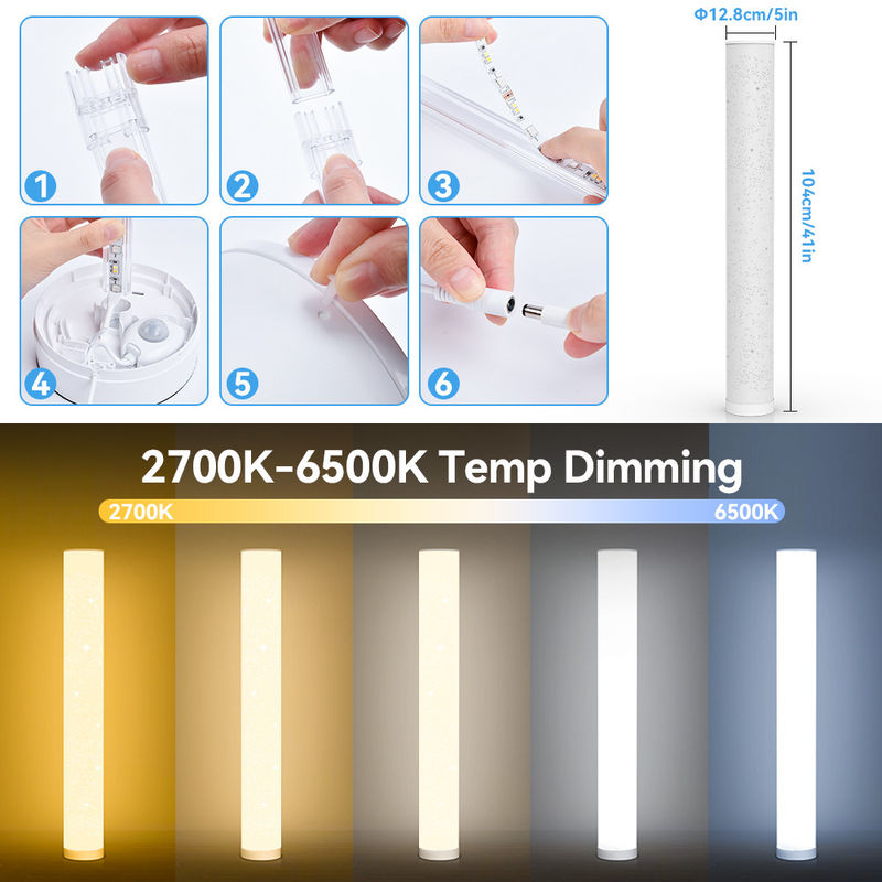 Lâmpada de piso LED de controle remoto colorido RGB para quarto de luz ambiente decorativa 1,5m