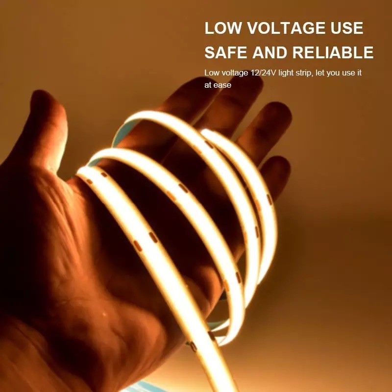 12V 24V resistente à água IP65 IP67 IP68 CRI90 Dimmable 5M Flexível COB LED Strip para Indoor Outdoor