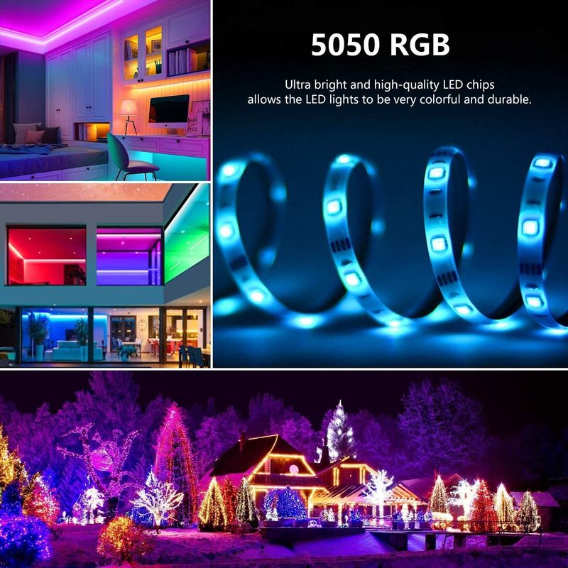 Smart LED Strip para decoração 12V 5V USB Control Sincronização de música e temperatura de cor RGB