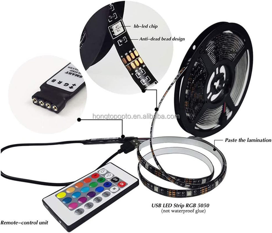 Smart LED Strip para decoração 12V 5V USB Control Sincronização de música e temperatura de cor RGB