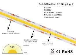 Ângulo de feixe de 120 graus COB 320 LEDs 24V 8mm 10mm LED Strip Light para decoração de jardim