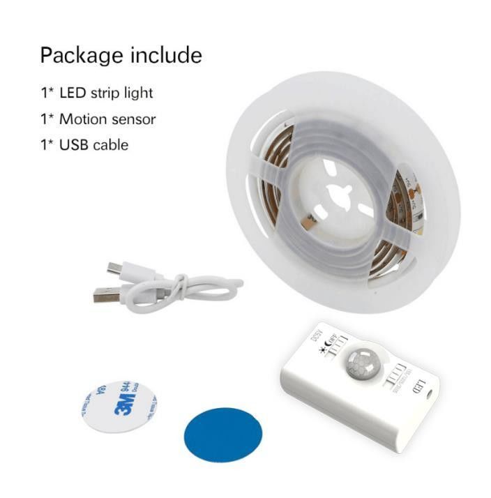 SMD2835 Luz de banda LED com sensor de movimento 1m comprimento USB recarregável dia e modo de noite