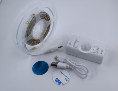 SMD2835 Luz de banda LED com sensor de movimento 1m comprimento USB recarregável dia e modo de noite