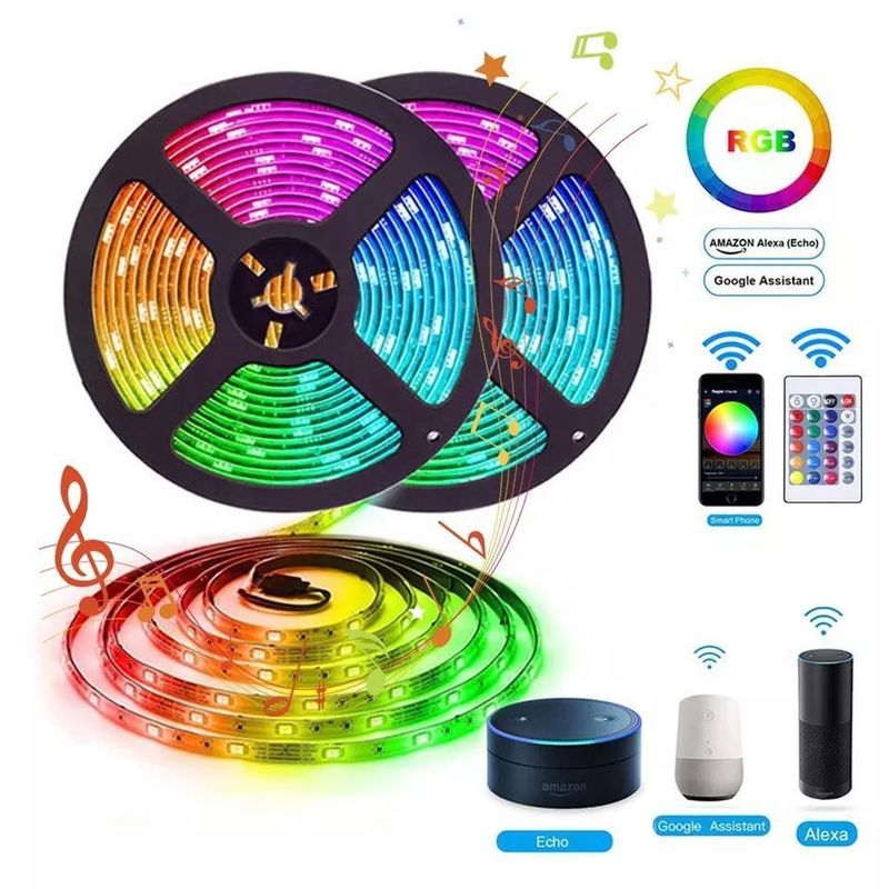 Iluminação de longa duração IP65 30d/m 5050 RGB LED Light Strips com controle remoto