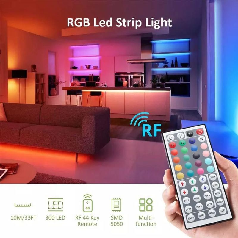 Iluminação de longa duração IP65 30d/m 5050 RGB LED Light Strips com controle remoto