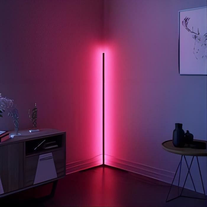 Home Hotel Iluminação Lâmpada de piso decorativa com mudança de cor RGB e sombra de vidro metálico