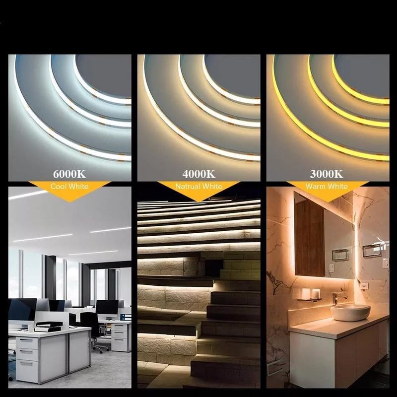 280LEDs/meter 12v 24v 220v Rgbw Cob Light Strip Cob Led Strip Comprimento 50meters/roll