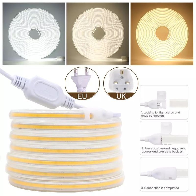 280LEDs/meter 12v 24v 220v Rgbw Cob Light Strip Cob Led Strip Comprimento 50meters/roll
