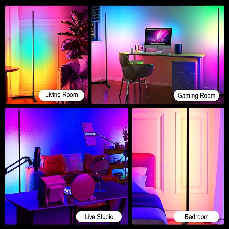 Quarto de dormir Luzes de jogos RGB IC Sala de estar Ambiente de humor Luz de pé Lâmpada de chão de canto LED