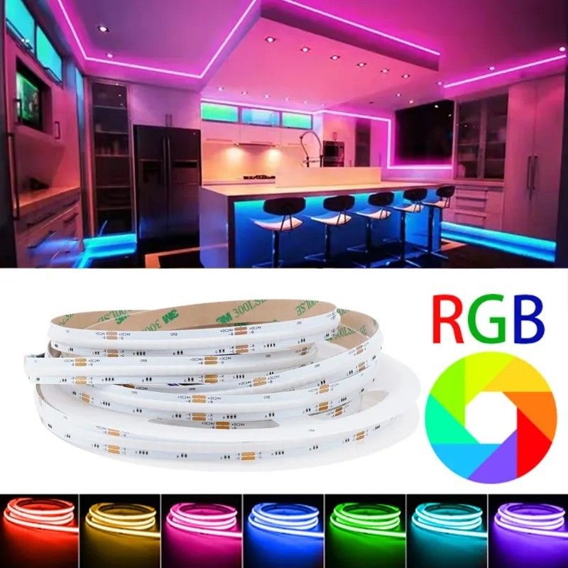 Lâmpada Fluxo luminoso lm 1000 24V 576 leds/meter RGB COB LED Soft Light Strip Directo Bom