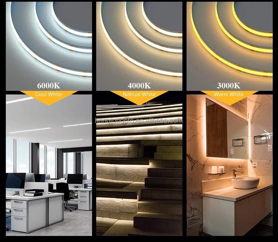 CE RoHS aprovado Flexível COB branco LED de fita com 3000K temperatura de cor