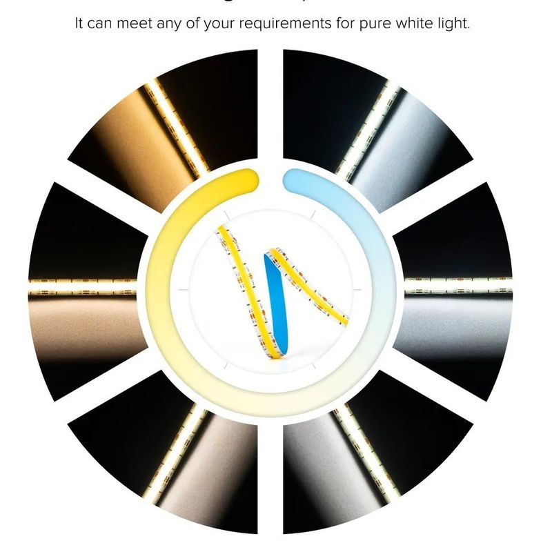 Lâmpada LED COB Dimmable 12V 24V W WW 2700K 6000K para iluminação de gabinete 5M 16,4ft Long