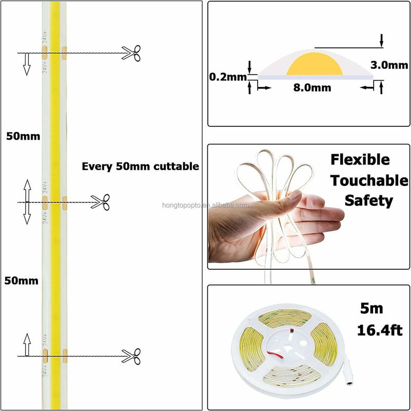 Sem queda de pressão COB LED DC24V CRI90 312LEDs/m 10 metros Tempo de trabalho 30000 horas