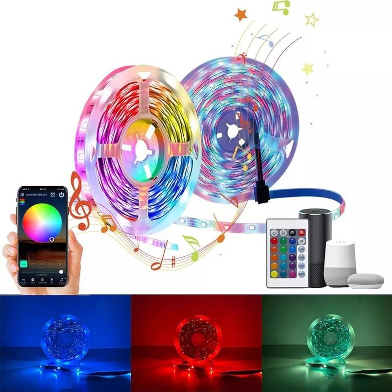 12V 5V 2835 5050 RGB WIFI Tuya Smart LED Light Strips Sincronização de música para decoração de casa inteligente