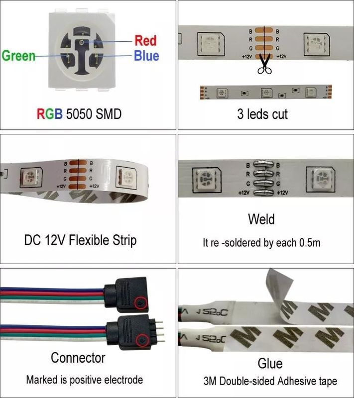 12V 5V 2835 5050 RGB WIFI Tuya Smart LED Light Strips Sincronização de música para decoração de casa inteligente