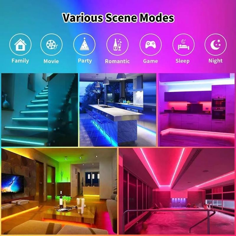 12V 5V 2835 5050 RGB WIFI Tuya Smart LED Light Strips Sincronização de música para decoração de casa inteligente