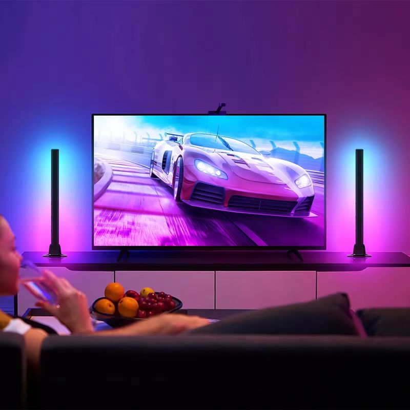 Lâmpada de piso LED para decoração residencial Iluminação inteligente RGBIC de 45cm para função decorativa de hotel