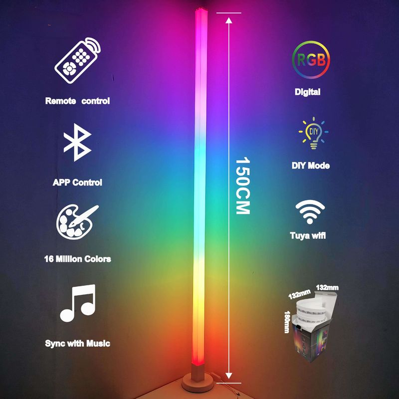 Lâmpada de piso de 150cm colorida de controle remoto