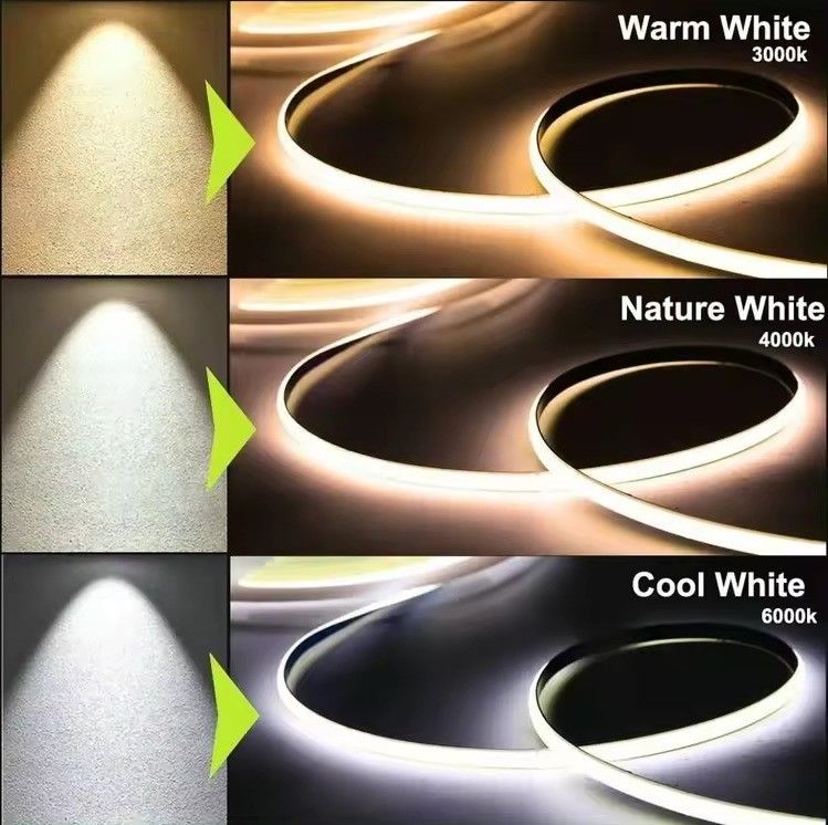 12V 24V Cor Branca Quente Fria Alta Densidade CRI 8mm Flexível LED COB Strip Light Tape