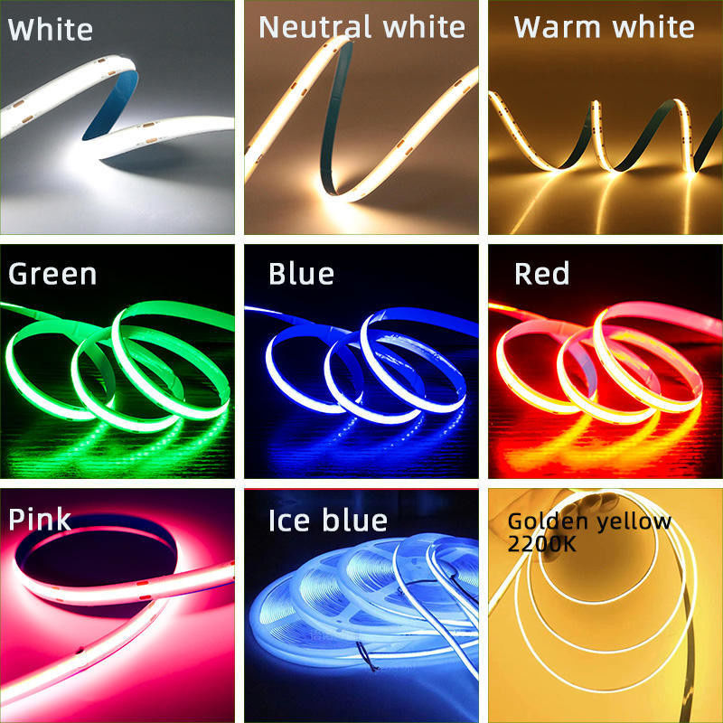 Iluminação interior Lâmina LED COB branca quente de 8 mm de largura com material FPC LED RESISTOR