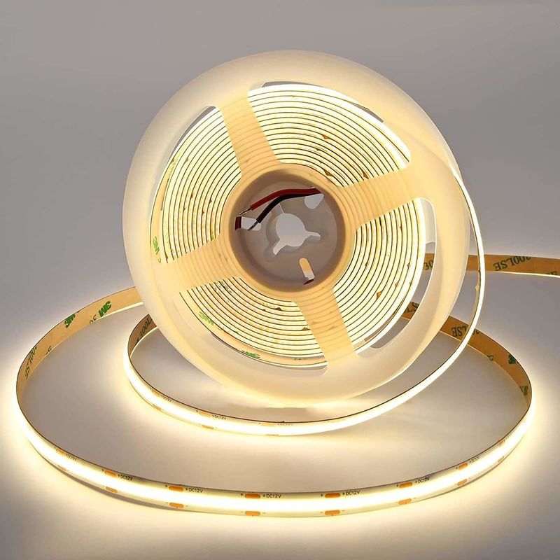 12V 24V RA 90 Alta CRI Lâmpada de fita LED 16,4FT Faixa COB cortável com Fluxo de 100lm/w