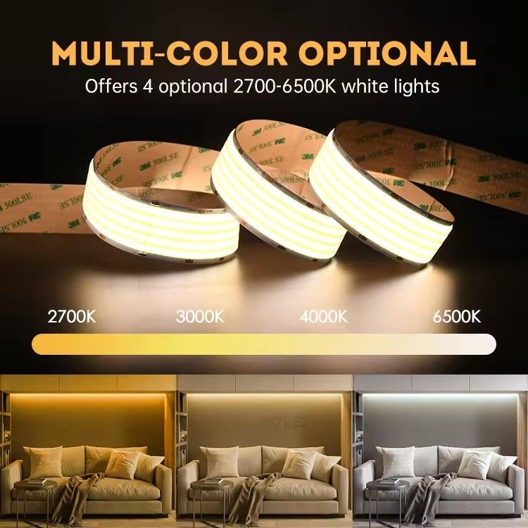24v 30mm Flexível COB LED Strip Light com Super Wide 5 fileiras 1600LEDs e CRI Ra 90