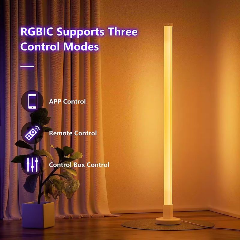 RGBIC Bluetooth Tuya WiFi Smart App Lâmpada de esquina LED para sala de estar 35*35*1500mm