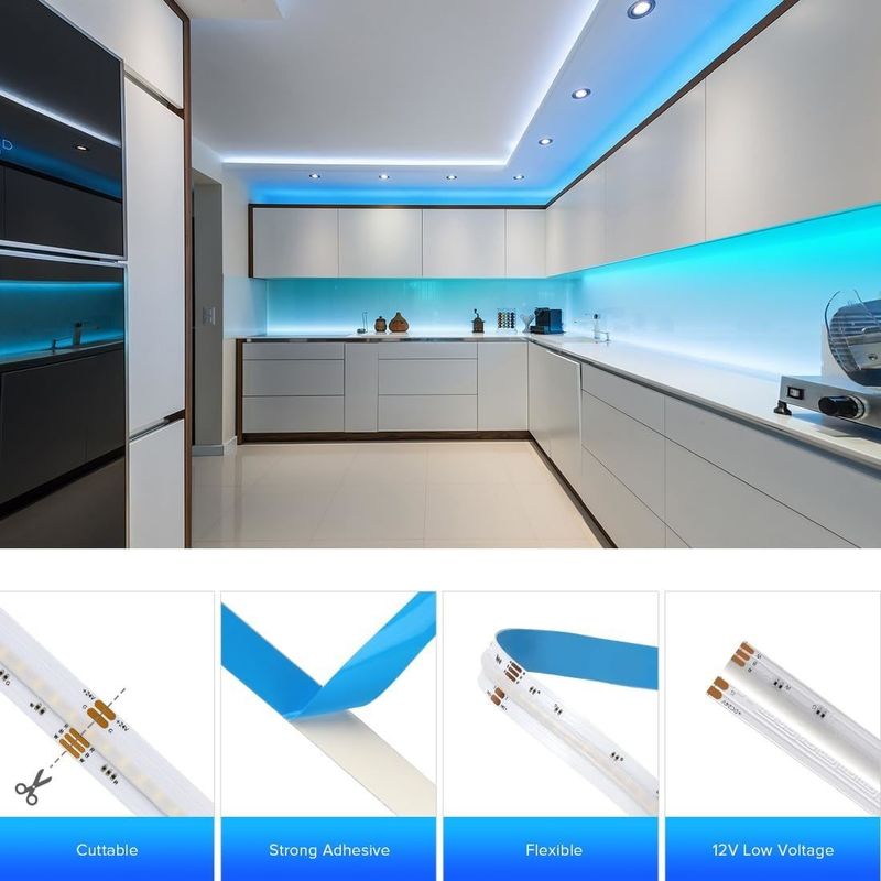 100lm/w Lâmpada Eficiência luminosa RGBW 784leds Smart COB Led Strip para decoração doméstica