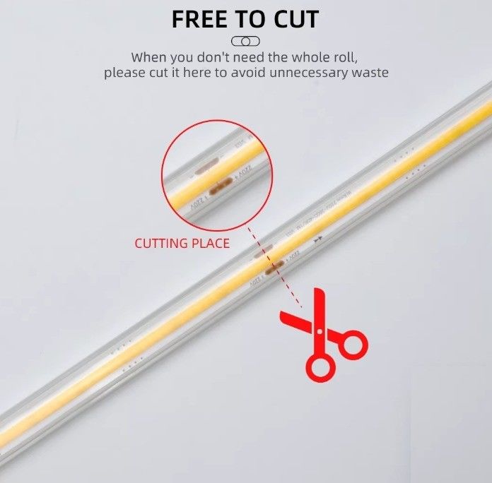 Alta tensão COB LED Strip 50m/roll 100m/roll DEFAULT resistente à água IP65 Dimmer Support
