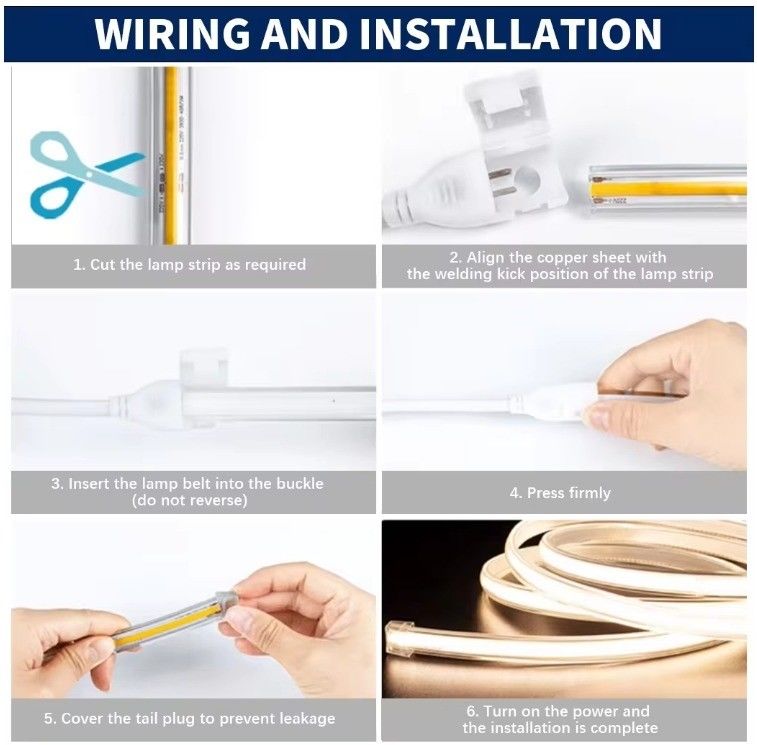 Flexível COB LED Strip Light 288 LEDs Alta tensão 110V 220V 2700K 3000K 4000K 6000K IP65